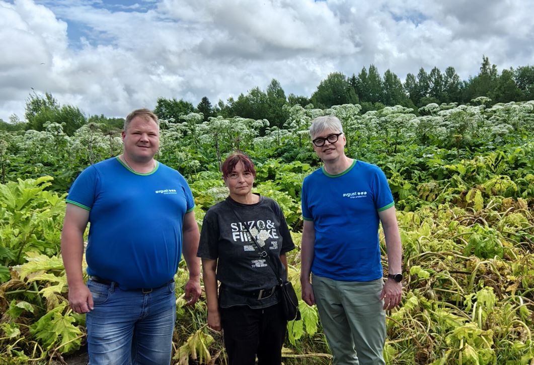 Справа налево: Ю. Дьяконов, О. Жиглова и технолог «Августа» А. Морозов через 30 дней после обработки